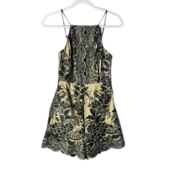 A’gaci Embroidered Lace Romper Beige Black Women’s Size‎ Small - Picture 4 of 11